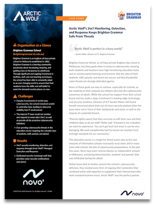 Arctic Wolf - Brighton Grammar School Case study image